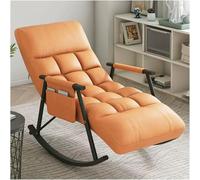 ZXFDMSWJ Modern Rocking Chair with 5 Reclining Positions and Side Pocket - High Back Rocker Armchair for Living Room or Bedroom (Orange)