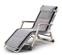 ZXFDMSWJ Patio Chairs Reclining For Heavy People, Foldable Garden Recliner, Can Load 200Kg, Tripod Recliner, Sun Recliner With Cushion-Gray + 3D Pad