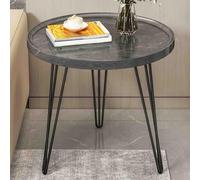 ZXFDMSWJ Round Wood Coffee Table with Metal Legs and Non Slip Feet Small Side Table for Small Apartment Living Room Bedroom or Home Office Gray (40cm/16in)