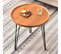 ZXFDMSWJ Round Wood Coffee Table with Metal Legs Non Slip Feet Pads Small Side Table for Apartment Living Room Bedroom Home Office Orange (16in)