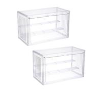 Zxfdsfdbnm 2Pcs Clear Stackable 3/4 Tiers Storage Box Flipping Lid Design Figure Display Case Organizer for Home and for Figures Doll Models Jewelry Collectible