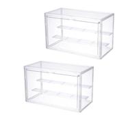 Zxfdsfdbnm 2Pcs Clear Stackable 3/4 Tiers Storage Box Flipping Lid Design Figure Display Case Organizer for Home and for Figures Doll Models Jewelry Collectible