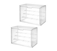 Zxfdsfdbnm 2Pcs Clear Stackable 3/4 Tiers Storage Box Flipping Lid Design Figure Display Case Organizer for Home and for Figures Doll Models Jewelry Collectible