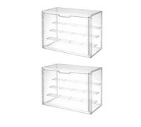 Zxfdsfdbnm 2Pcs Clear Stackable 3/4 Tiers Storage Box Flipping Lid Design Figure Display Case Organizer for Home and for Figures Doll Models Jewelry Collectible