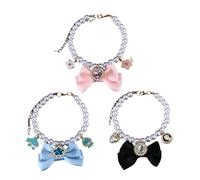 Zxfdsfdbnm Bowknot Pearls Necklaces For Cats Crystal Collars Pet Collar Suit Rhinestones Jeweled Necklace Princess Collar