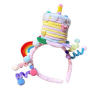 Zxfdsfdbnm Colorful Twisted Stick Birthday Cake Headband, Rainbow cake, B