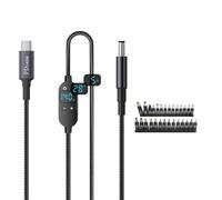 Zxfdsfdbnm DC5.5x2.1mm to Type C Power Cord 5V/9V/12V Adjustable with Real-Time Monitor for Tablets Laptops Office to USB C Converter Cable