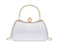 Zxfdsfdbnm Luxury Rhinestones Floral Decorated Geometric Shape Evening Purse with Metal Chain Strap Shoulder Bag Crossbody Sparkling Dinner