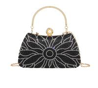 Zxfdsfdbnm Luxury Rhinestones Floral Decorated Geometric Shape Evening Purse with Metal Chain Strap Shoulder Bag Crossbody Sparkling Dinner