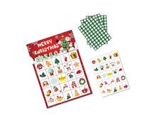 Zxfdsfdbnm Pack of 37 Christmas Bingo Game Cards for 24 Players Holiday Party Group Activity Set with Number Markers Drawings Christmas Tree Bingo Cards