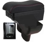 ZXFENG Car Storage Center Console for VW Caddy Touran, Dual-Layer Leather Arm Rest with USB Leather Organizer Box Armrest Storage Box