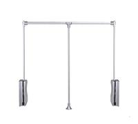 ZXFF Silver Drop-down Wardrobe Hanging Rail, Adjustable Hanger Soft Reset, Saving Space, Bedroom Clothes Hanger, Adjustable 540-1600mm Wardrobe Slide, Bearing 30KG (Size : 1100-1600mm)