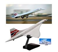 ZXGGASG 1/125 Scale Concorde British Airways Pre-Build Diecast Aircraft Model Metal Airplane Miniature plane Kit Detachable Landing Gear Display for Adult Aviation Enthusiasts Gift(With light)