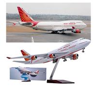 ZXGGASG Air India B747-400 1/150 18.5-inch Aircraft Civil Aviation Airliner Number With Wheel Lights Airplane Model Assembled Gift Collection Commemorative Ornaments(Red)