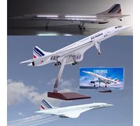 ZXGGASG Airplane Concorde France/British Aircraft Model Jet Plane Collectibles Resin with wheels Diecast for Collection(1/125LED Air France)