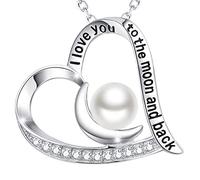 ZXGGASG Birthday Gifts for Her I Love You to the Moon and Back Necklace 925 Sterling Silver September October Birthstones Jewelry Heart Pendant Blue Sapphire Pink Tourmaline Necklace for Wife Mother