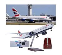 ZXGGASG British Airways B777 1:142 Scale Model with Sound-Activated, Detachable Landing Gear Construction Collectible Aircraft for Home Décor, Aviation Enthusiasts(No light)