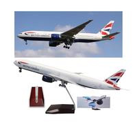 ZXGGASG British Airways B777 1:142 Scale Resin Aircraft Model with Detachable Landing Gear Lights Rolling Wheels Premium Collectible Airplane Display for Home Decor, Aviation Enthusiasts(With light)