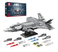 ZXGGASG J-20 Fighter Jet Building Block Toy Set, Military Army Stealth Plane Model Decor Adults, Airplane Aircraft Hobby Display Collectable Gifts for Men Kids Boy 14+ (1911Pcs)