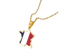 ZXGGASG Mens Necklace - France With Corse Pendant Chains For Women Girl The French Republic Glamor Patriotic Map Hip Hop Jewelry ui