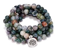 ZXGGASG Tibetan 108 Beads Necklace,Buddha Yoga Rosary Mala Multilayer Meditation Stone Jewelery With Multicolor Natural Bracelet Pendant Necklace For Gifts ui