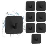 Zxglxinyao 8 Pcs Self Adhesive Hookss, Black Heavy Duty Stick On for Hanging, Stainless Steel Sticky Hooks Extra Strong, Wall Hooks for Key Coat Robe Tea Towel Holders Hook in Bathroom Kitchen Home