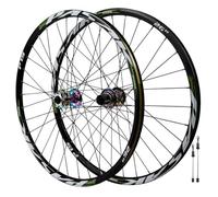 ZXGSXIOU 24/26/27.5/29 Inch MTB Wheelset Disc Brake Quick Release Mountain Bike Wheels Front Rear 32H Aluminum Alloy Rim QR 100/135mm 120 Clicks, For 7-12s Cassette(Groen,27.5'')