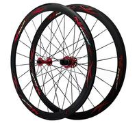 ZXGSXIOU Off Road Bicycle Wheels,Aluminium Alloy Front 2 Rear 4 Bearings Five Claw Tower Base for 700c*25-45c Tires Double Wall Rims 7-12 Speed Wheelset (Color : Red hub, Size 700c)