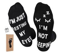 ZXGXLAW Birthday Gifts for Dad, Men Husband Grandpa Women idea Fathers Day Christmas Im Not Sleeping Just Resting My Eyes Funny socks, Black-eyelash, Large