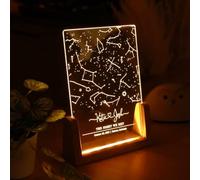 ZXH Custom Star Map Light,Personalised Star Map Night Light,Where We Met Map Mood Lights,Gifts for Couple,Anniversary,Tabletop Frames Decorative Lighting