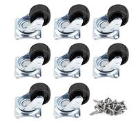 ZXHAO 1 inch Dia Swivel Caster Wheels Rubber Base with Rectangle Top Plate & Bearing Heavy Duty 8pcs