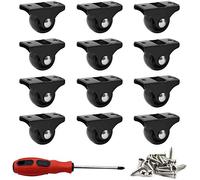 ZXHAO 12 Pack 1" Caster Wheels Rigid Fixed Non Swivel Casters with Metal Top Plate Hard Plastic Wheels for Furniture, Black