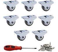 ZXHAO 8 Pack 1" Caster Wheels Rigid Fixed Non Swivel Casters with Metal Top Plate No Noise TPE Wheels for Furniture, 141 Total Capacity