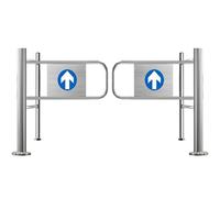 ZXHKZDX Supermarket Entrance Safety Gate With Guardrail, 90° Open One-Way Automatic Closing Swing Gates, Metal Barricade Accesses Doors For Retail Stores(Silver/A,190X99CM)