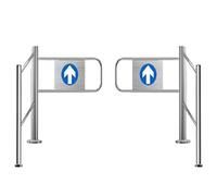 ZXHKZDX Supermarket Entrance Safety Gate With Guardrail, 90° Open One-Way Automatic Closing Swing Gates, Metal Barricade Accesses Doors For Retail Stores(Silver/B,190X99CM)