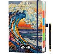 ZXHQ 2026 Diary A5 Page a Day from Jan to Dec, Full Year Daily Planner, with Monthly Overviews, Colorful Tabs, UK Holiday, Pen Set and Fine Inner Pocket, 5.9" × 8.5"- Ocean