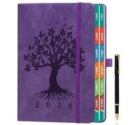 ZXHQ 2026 Diary A5 Page a Day, Jan-Dec, Tree of Life Design, Full Year Daily Planner with Monthly View, UK Holiday, Colorful Tabs, Pen Set and Fine Inner Pocket, 5.9" × 8.5"- Purple