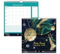 ZXHQ 2026 Family Calendar for UK - Jan-Dec 2026, 30.5 x 32cm, 52 Weeks, One Week Per Page, 6-Column Layout, Wall Calendar & Family Planner 2026, UK Holidays, Back Pocket, Planet