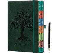 ZXHQ 2027 Diary A5 Page a Day, Jan-Dec, 5.9" × 8.5", Full Year Daily Planner with Monthly Overview, UK Holiday, Colorful Tabs, Pen Set and Fine Inner Pocket - Forest Green