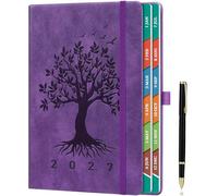 ZXHQ 2027 Diary A5 Page a Day, Jan-Dec, 5.9" × 8.5", Full Year Daily Planner with Monthly Overview, UK Holiday, Colorful Tabs, Pen Set and Fine Inner Pocket - Royal Lavender