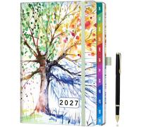 ZXHQ 2027 Diary A5 Week to View, Jan - Dec, 2027 Full Year Weekly and Monthly Planner, Colorful Tabs, UK Holiday, with Pen, Inner Pocket - Seasons Tree