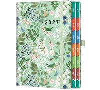 ZXHQ 2027 Diary Page a Day A5, Full Year Daily Planner 2027 with Monthly View, Jan - Dec, with Colorful Tabs, UK Holidays, Inner Pocket, 100 Gsm Paper, Pen Set, 5.9" × 8.5"- Spring Garden