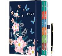 ZXHQ 2027 Diary Page a Day A5, Full Year Daily Planner, from Jan - Dec 2027 with Monthly View, 5.9" × 8.5", Colorful Tabs, UK Holidays, Inner Pocket, 100 Gsm Paper, Pen Set - Blue Butterfly