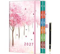 ZXHQ 2027 Diary Page a Day A5, Jan - Dec, with Colorful Tabs, UK Holidays, Inner Pocket, 100 Gsm Paper, Pen Set, Full Year Daily Planner 2027 with Monthly View, 5.9" × 8.5" - Blossom Dream