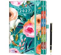 ZXHQ 2027 Diary Page a Day A5, Jan - Dec, with Colorful Tabs, UK Holidays, Inner Pocket, 100 Gsm Paper, Pen Set, Full Year Daily Planner 2027 with Monthly View, 5.9" × 8.5" - Painterly Bloom