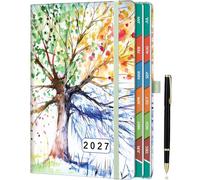 ZXHQ 2027 Diary Page a Day A5, Jan - Dec, with Colorful Tabs, UK Holidays, Inner Pocket, 100 Gsm Paper, Pen Set, Full Year Daily Planner 2027 with Monthly View, 5.9" × 8.5" - Seasons Tree
