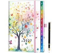 ZXHQ 2027 Diary Week to View A5 (5.9" × 8.5"), Jan - Dec, 2026 Full Year Weekly and Monthly Planner, Colorful Tabs, UK Holiday, with Pen, Inner Pocket - Dreamy Tree