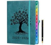 ZXHQ Diary 2025-2026 Week to View A5, Academic Diary Mid-Year Weekly Planner for School, Aug 2025 - July 2026, with Notes, Hardcover, Pen Set, Colorful Monthly Tabs, Pocket - (5.9" × 8.5") - SeaGreen