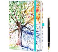 ZXHQ Diary 2025 A5 Page a Day, 2025 Diary Day Per Page, Jan-Dec Full Year Planner, Hardcover, with Monthly View Page, Pen Set, Inner Pocket, 5.9" × 8.5" - Tree of Life
