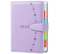 ZXHQ Diary 2026 Page a Day A5, Jan-Dec, 2026 Diary Day to View, Full Year Daily Planner with Monthly Overview, UK Holiday, Colorful Tabs, Fine Inner Pocket, 5.9" × 8.5"- Purple